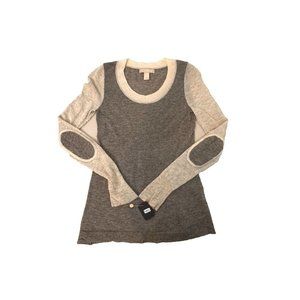 Banana Republic Gray Beige Elbow Patch Sweater Alpaca Wool Blend Size XS #1402